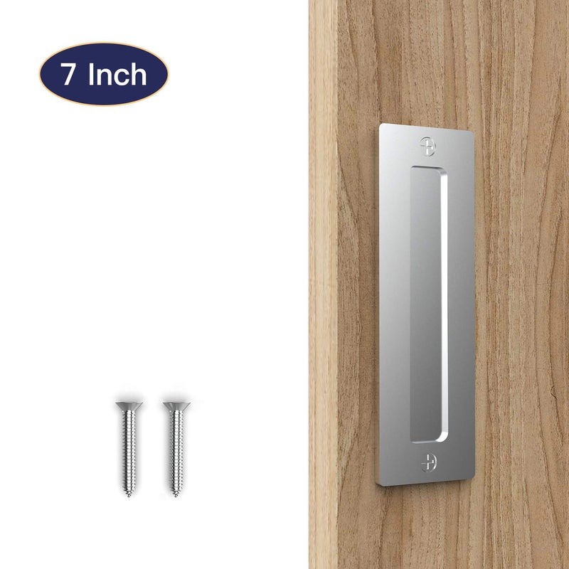Orgerphy Stainless 7â€ Barn Door Handle Finger Pull Set (1 Pack)| Heavy Duty Modern Simple Invisible Handle for Gates Garages Sheds Barn Door, Pocket Door | with Flat Bottom Easy to Install - Image 4